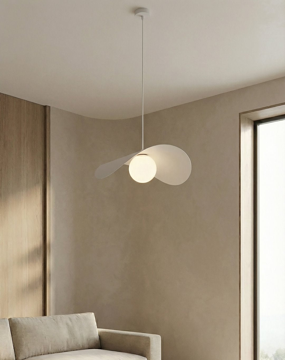 Hanglamp gepoedercoat staal en glas Ritual, wit, 40 x 40 cm, verstelbare hoogte, voor woonkamer, slaapkamer en eetruimte