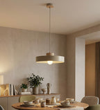 Hanglamp gepoedercoat staal en hout Scandinavisch Kivi beige Ø 35 cm, 1 fitting E27, woonkamer