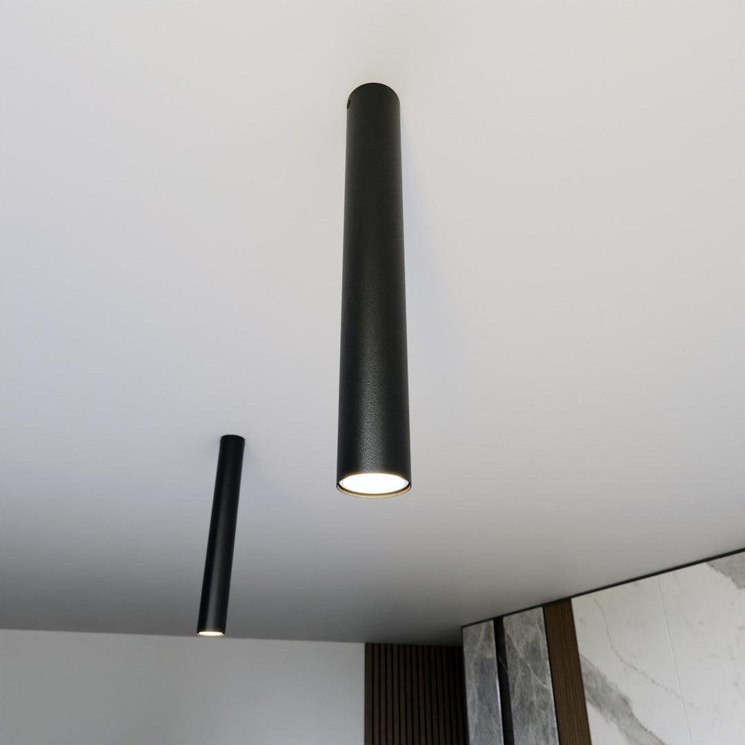 Plafondlamp spot gepoedercoat staal minimalistisch zwart Ø 6 x 45 cm, voor woonkamer, gang en keuken