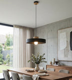 Hanglamp gepoedercoat staal en hout Scandinavisch Kivi zwart 35 x 35 cm, voor woonkamer of eetkamer