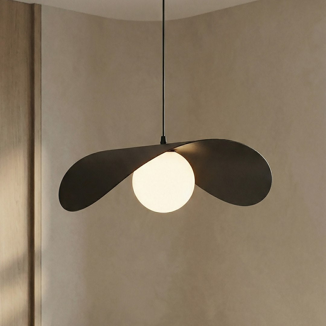Hanglamp gepoedercoat staal en glas, Ritual, zwart, 40 x 40 cm, 1 lichtpunt voor eettafel en woonkamer