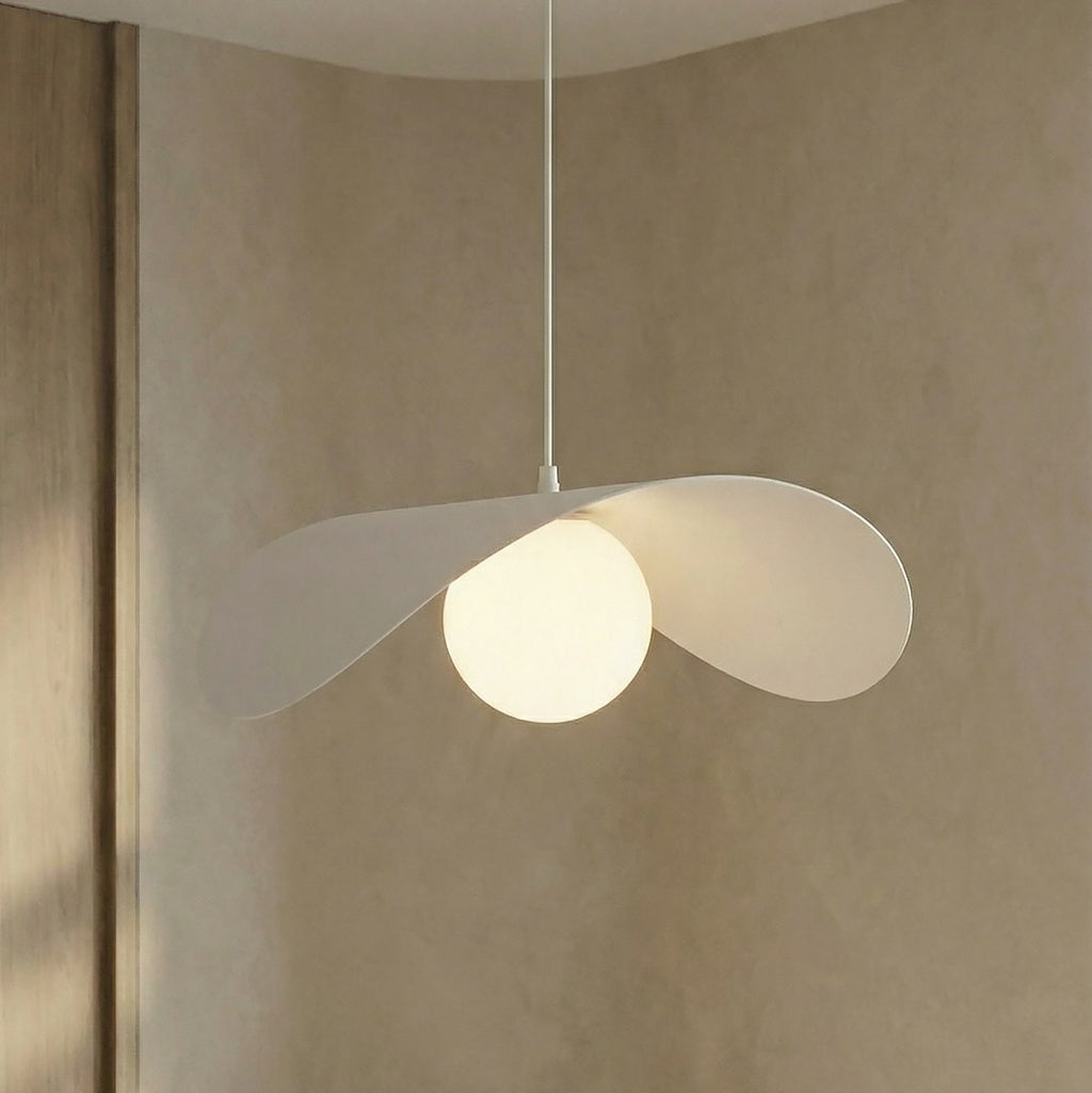 Hanglamp gepoedercoat staal en glas Ritual, wit, 40 x 40 cm, verstelbare hoogte, voor woonkamer, slaapkamer en eetruimte