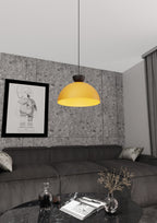 Hanglamp gepoedercoat staal industrieel Lunaro oranje met zwart, Ø 40 cm, voor eettafel of woonkamer
