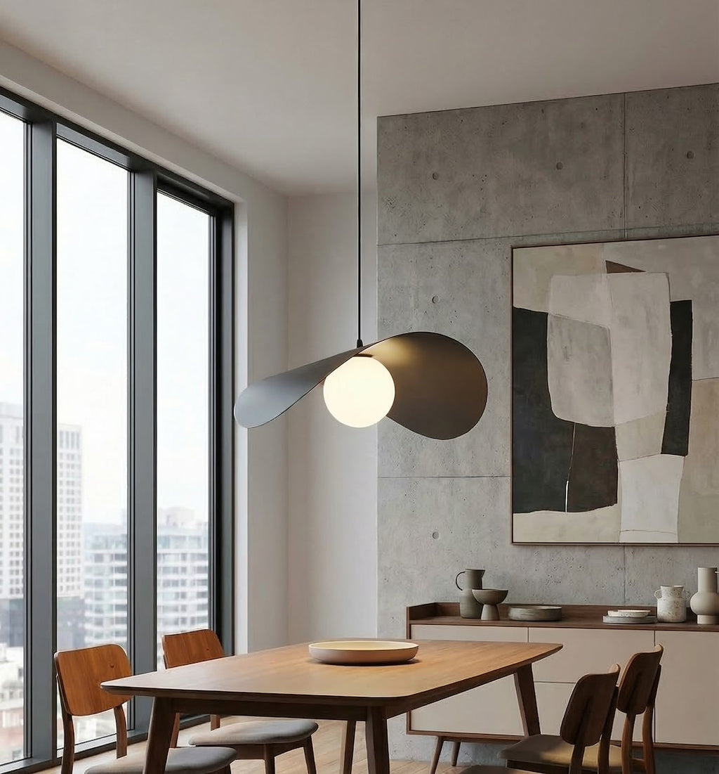 Hanglamp gepoedercoat staal en glas, Ritual, zwart, 40 x 40 cm, 1 lichtpunt voor eettafel en woonkamer