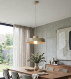 Hanglamp gepoedercoat staal en hout Scandinavisch Kivi beige Ø 35 cm, 1 fitting E27, woonkamer