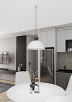 Hanglamp gepoedercoat staal Lunaro industrieel wit met zwart Ø 40 cm, verstelbare ophanging voor eettafel en woonkamer