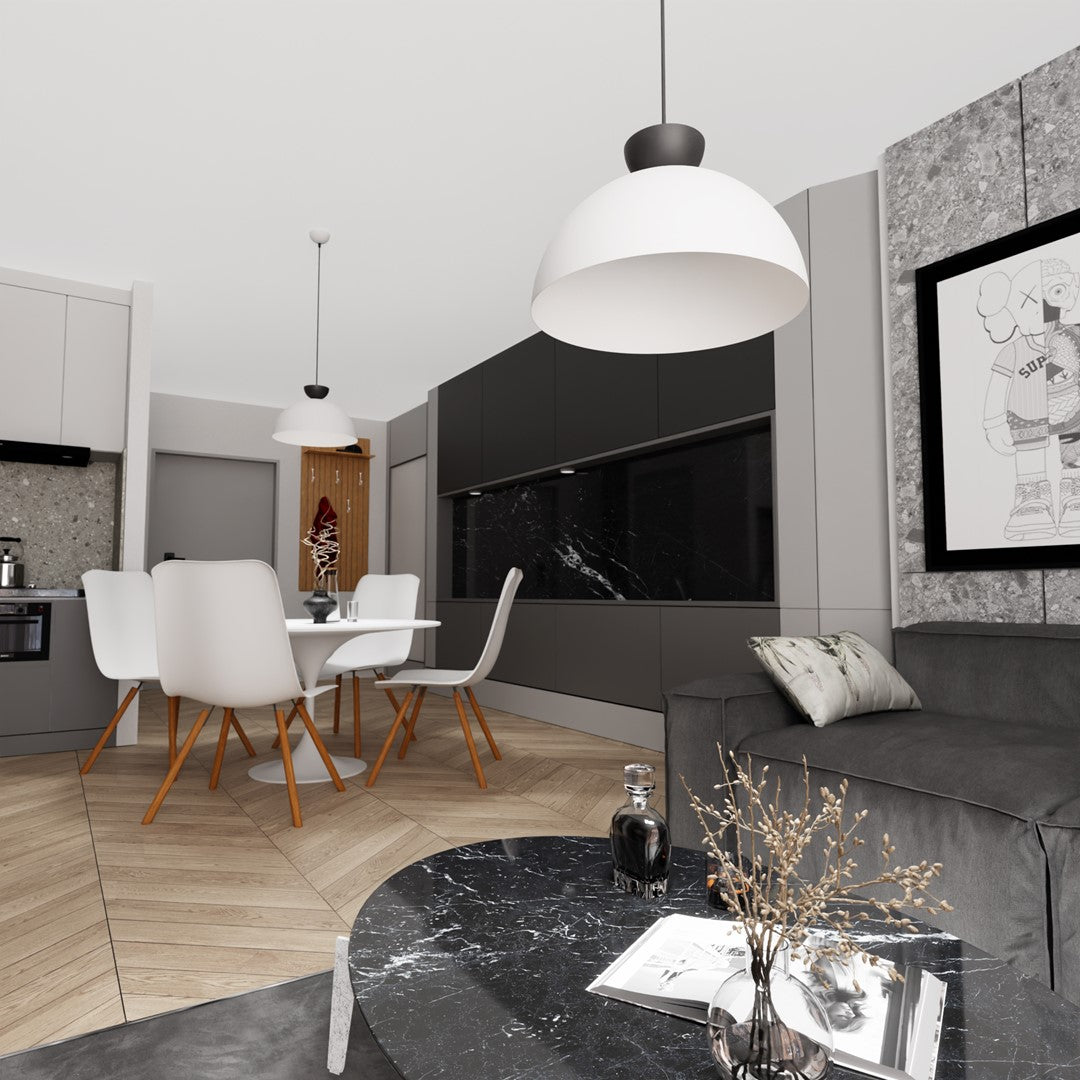 Hanglamp gepoedercoat staal Lunaro industrieel wit met zwart Ø 40 cm, verstelbare ophanging voor eettafel en woonkamer