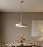 Hanglamp gepoedercoat staal en hout Scandinavisch Kivi wit, 1 fitting E27, verstelbare hoogte, breedte 35 cm