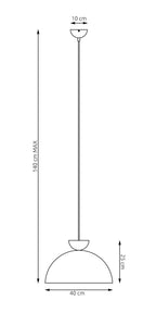 Hanglamp gepoedercoat staal Lunaro industrieel wit met zwart Ø 40 cm, verstelbare ophanging voor eettafel en woonkamer