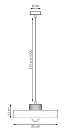 Hanglamp gepoedercoat staal en hout Scandinavisch Kivi wit, 1 fitting E27, verstelbare hoogte, breedte 35 cm