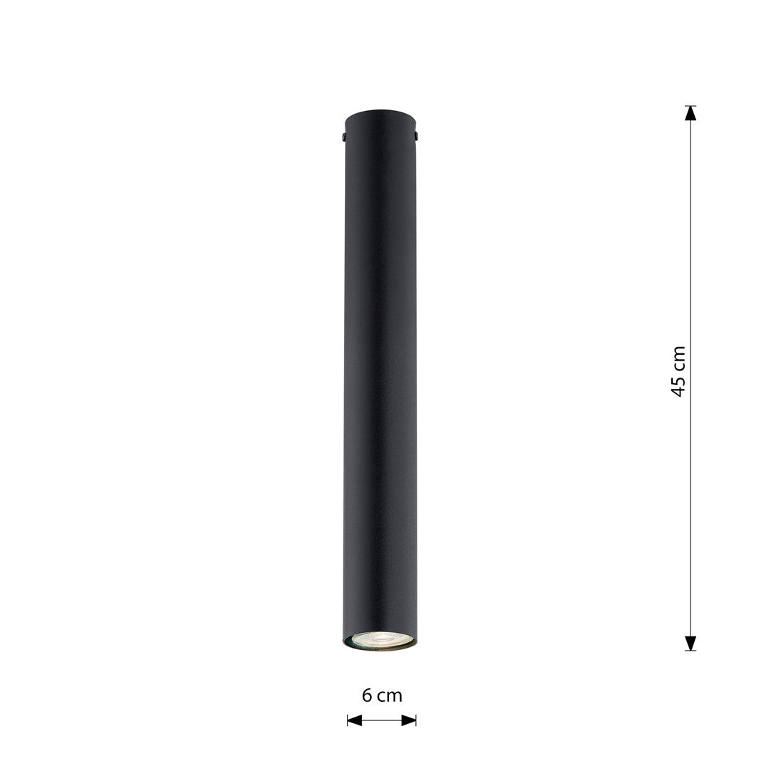 Plafondlamp spot gepoedercoat staal minimalistisch zwart Ø 6 x 45 cm, voor woonkamer, gang en keuken