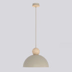 Hanglamp Kaki gepoedercoat staal en hout, Scandinavisch, beige, 1 lichtpunt, E27, verstelbare ophanging