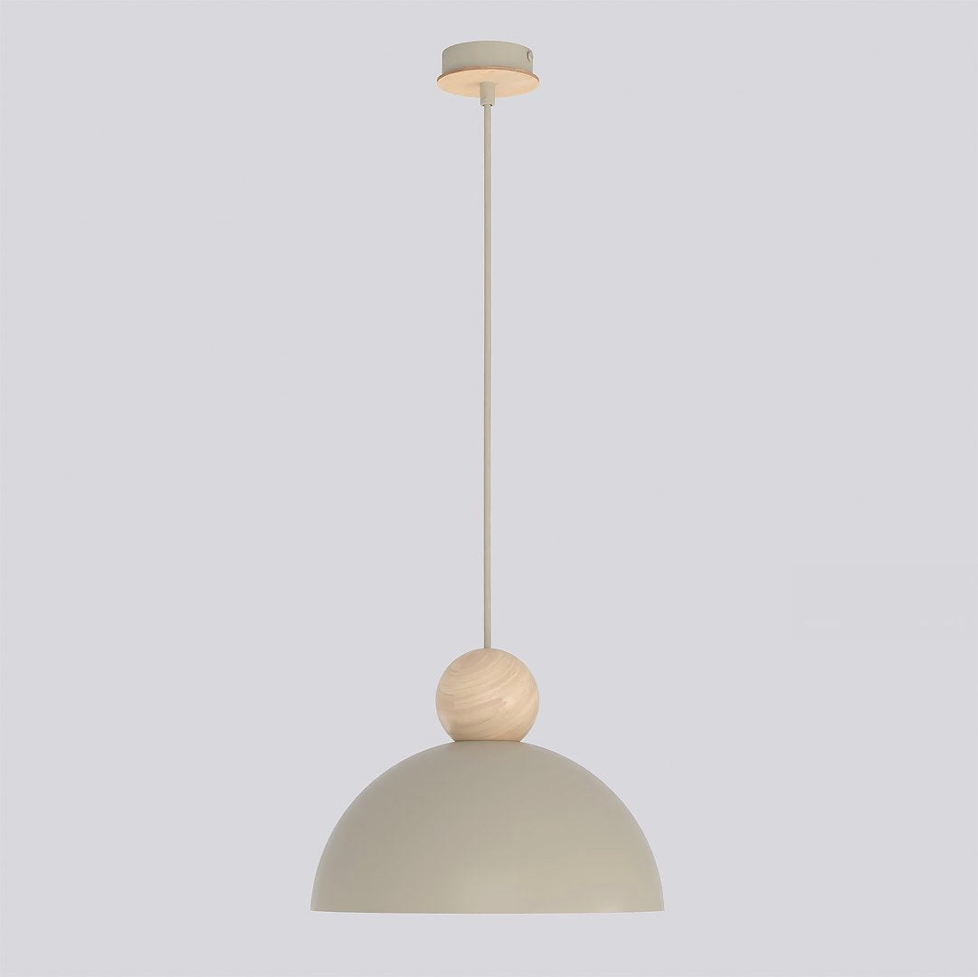 Hanglamp Kaki gepoedercoat staal en hout, Scandinavisch, beige, 1 lichtpunt, E27, verstelbare ophanging