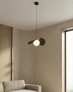 Hanglamp gepoedercoat staal en glas Ritual modern zwart met witte glazen bol, G9 – eettafel en woonkamer