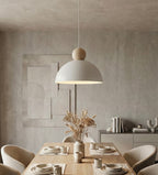 Hanglamp Kaki gepoedercoat staal en hout, Scandinavisch, wit, 30 x 30 cm, 1 fitting E27, voor lage plafonds