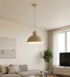 Hanglamp Kaki gepoedercoat staal en hout, Scandinavisch, beige, 1 lichtpunt, E27, verstelbare ophanging