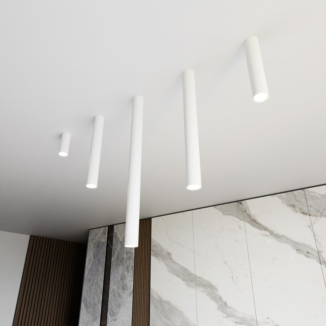 Plafondlamp gepoedercoat staal minimalistisch Tecno wit Ø 6 x 30 cm, voor woon-, slaap- en werkruimte