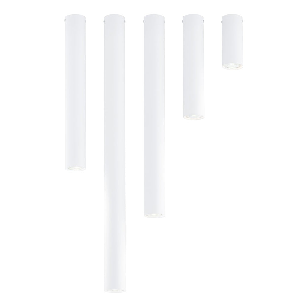 Plafondlamp gepoedercoat staal minimalistisch Tecno wit Ø 6 x 30 cm, voor woon-, slaap- en werkruimte