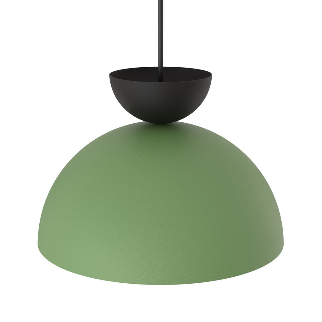 Hanglamp staal industrieel Lunaro groen met zwarte details, Ø 30 cm, 1 lichtpunt voor eettafel en woonkamer