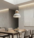 Hanglamp Kaki staal met hout Scandinavisch wit Ø 18 cm, verstelbare hoogte, 1 fitting E27
