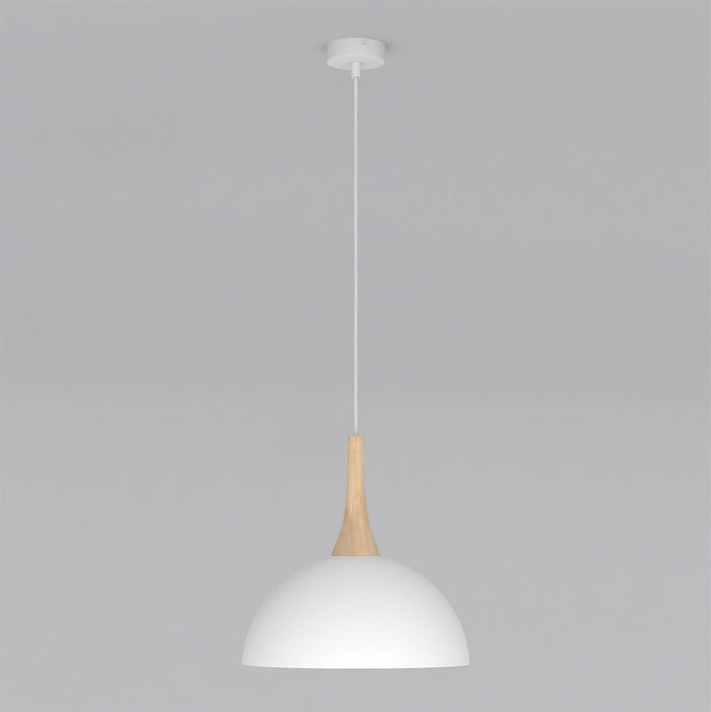 Hanglamp gepoedercoat staal en hout Scandinavisch wit Ø 30 cm, met 1 fitting en verstelbare hoogte