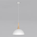 Hanglamp gepoedercoat staal en hout Scandinavisch wit Ø 30 cm, met 1 fitting en verstelbare hoogte