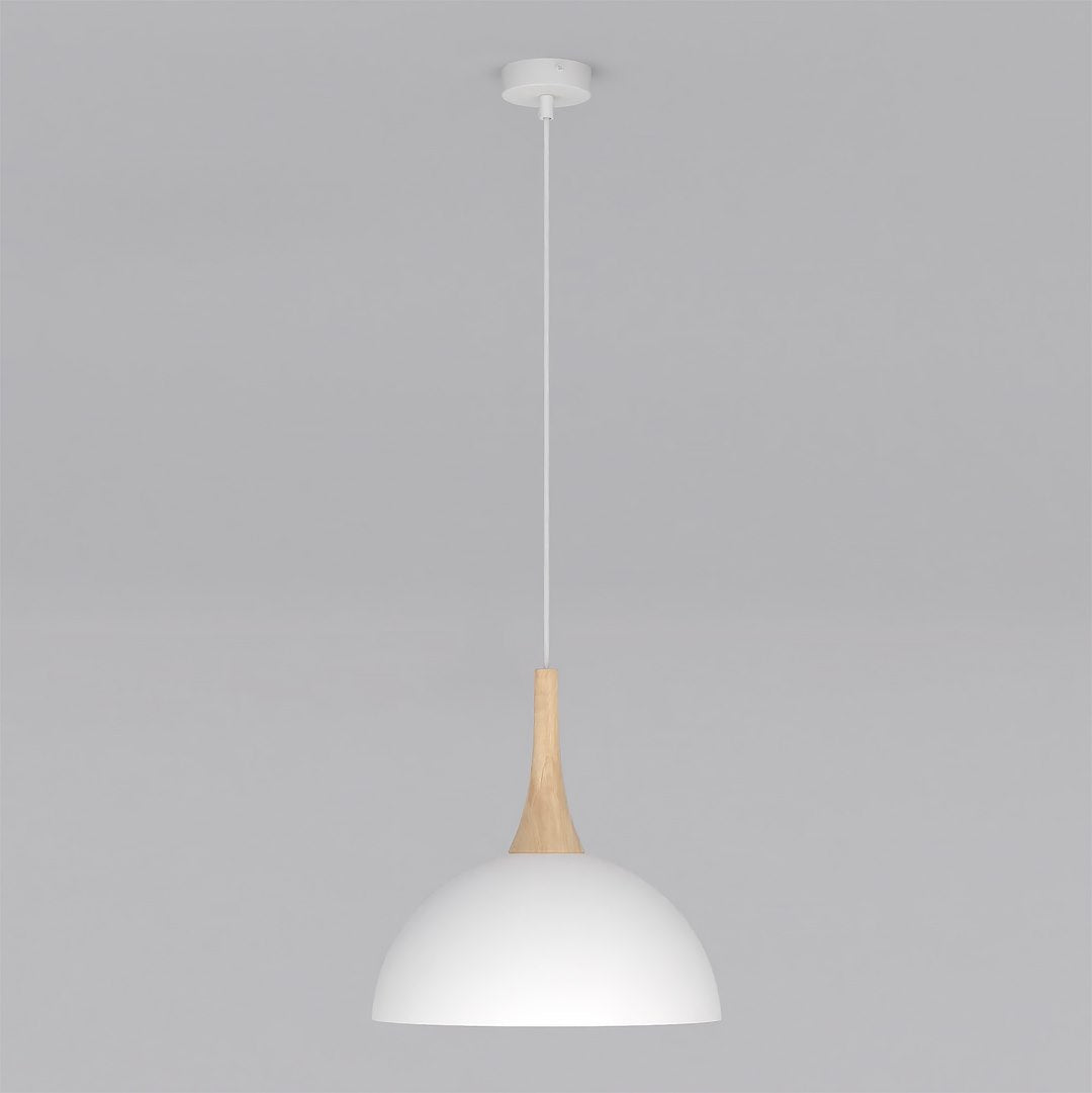 Hanglamp gepoedercoat staal en hout Scandinavisch wit Ø 30 cm, met 1 fitting en verstelbare hoogte