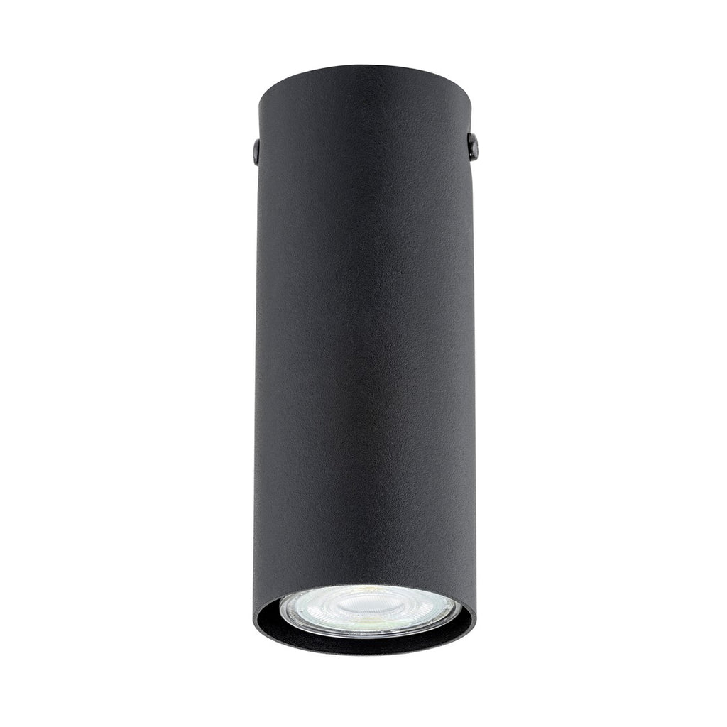 Plafondlamp gepoedercoat staal Tecno minimalistisch zwart, 1 GU10-fitting, 6 x 15 cm, woonkamer en werkruimte