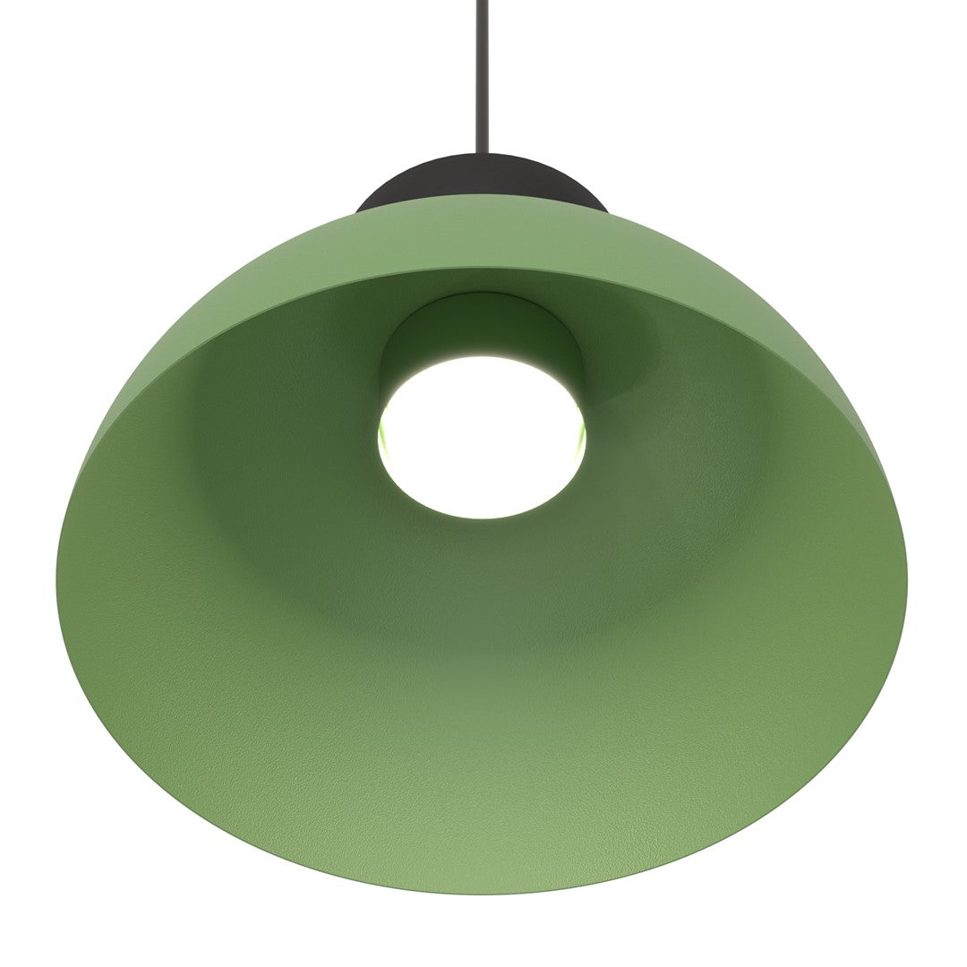 Hanglamp staal industrieel Lunaro groen met zwarte details, Ø 30 cm, 1 lichtpunt voor eettafel en woonkamer