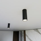 Plafondlamp gepoedercoat staal Tecno minimalistisch zwart, 1 GU10-fitting, 6 x 15 cm, woonkamer en werkruimte