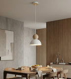 Hanglamp Kaki staal met hout Scandinavisch wit Ø 18 cm, verstelbare hoogte, 1 fitting E27