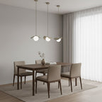 Hanglamp gepoedercoat staal en glas, Ritual, modern, beige kap met glazen bol, G9 – eettafel, woonkamer of slaapkamer