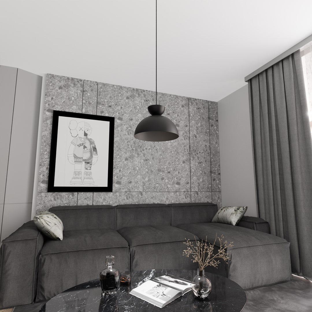 Hanglamp gepoedercoat staal Lunaro industrieel zwart Ø 30 cm, verstelbare ophanging voor eettafel of woonkamer
