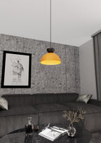 Hanglamp gepoedercoat staal Lunaro industrieel oranje met zwart Ø 30 cm, 1 lichtpunt, voor eettafel en woonkamer