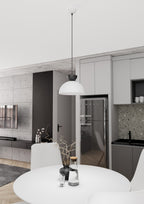 Hanglamp staal industrieel Lunaro wit met zwart, Ø 30 cm, verstelbare hoogte voor eettafel of woonkamer