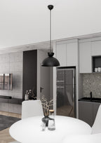 Hanglamp gepoedercoat staal Lunaro industrieel zwart Ø 30 cm, verstelbare ophanging voor eettafel of woonkamer