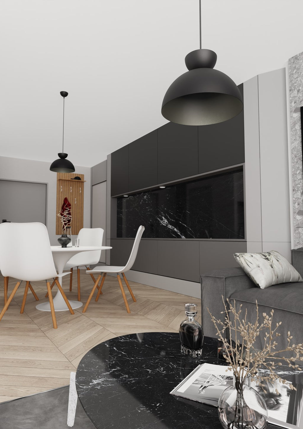 Hanglamp gepoedercoat staal Lunaro industrieel zwart Ø 30 cm, verstelbare ophanging voor eettafel of woonkamer