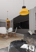 Hanglamp gepoedercoat staal Lunaro industrieel oranje met zwart Ø 30 cm, 1 lichtpunt, voor eettafel en woonkamer