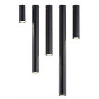 Plafondlamp gepoedercoat staal Tecno minimalistisch zwart, 1 GU10-fitting, 6 x 15 cm, woonkamer en werkruimte