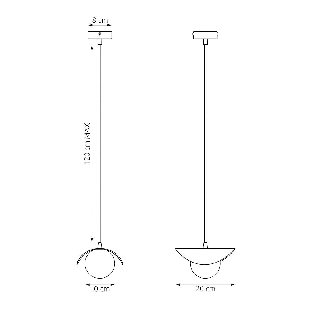 Hanglamp gepoedercoat staal en glas, Ritual, modern, beige kap met glazen bol, G9 – eettafel, woonkamer of slaapkamer