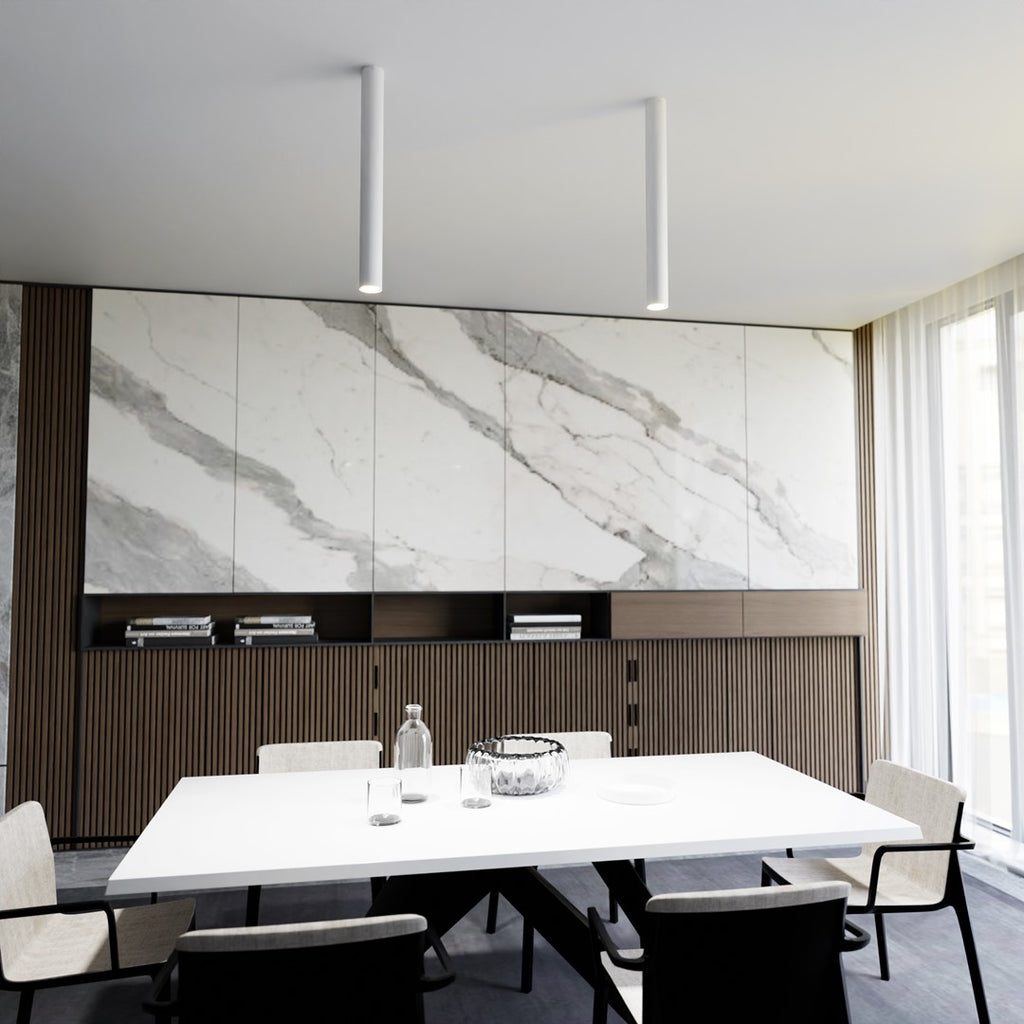 Plafondlamp spot gepoedercoat staal minimalistisch wit Ø 6 x 60 cm, voor woonkamer, hal en keuken