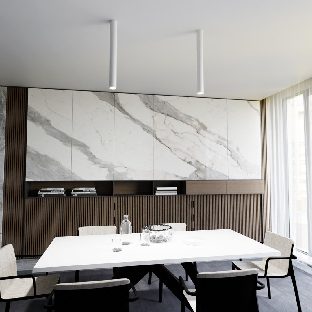 Plafondlamp spot gepoedercoat staal minimalistisch wit Ø 6 x 60 cm, voor woonkamer, hal en keuken