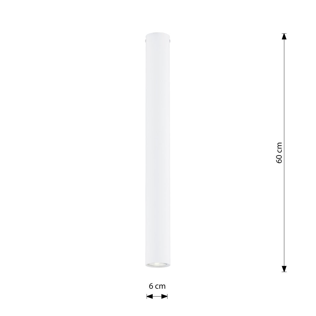 Plafondlamp spot gepoedercoat staal minimalistisch wit Ø 6 x 60 cm, voor woonkamer, hal en keuken