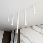 Plafondlamp gepoedercoat staal Tecno minimalistisch wit Ø 6 x 80 cm, voor woonkamer, gang en keuken
