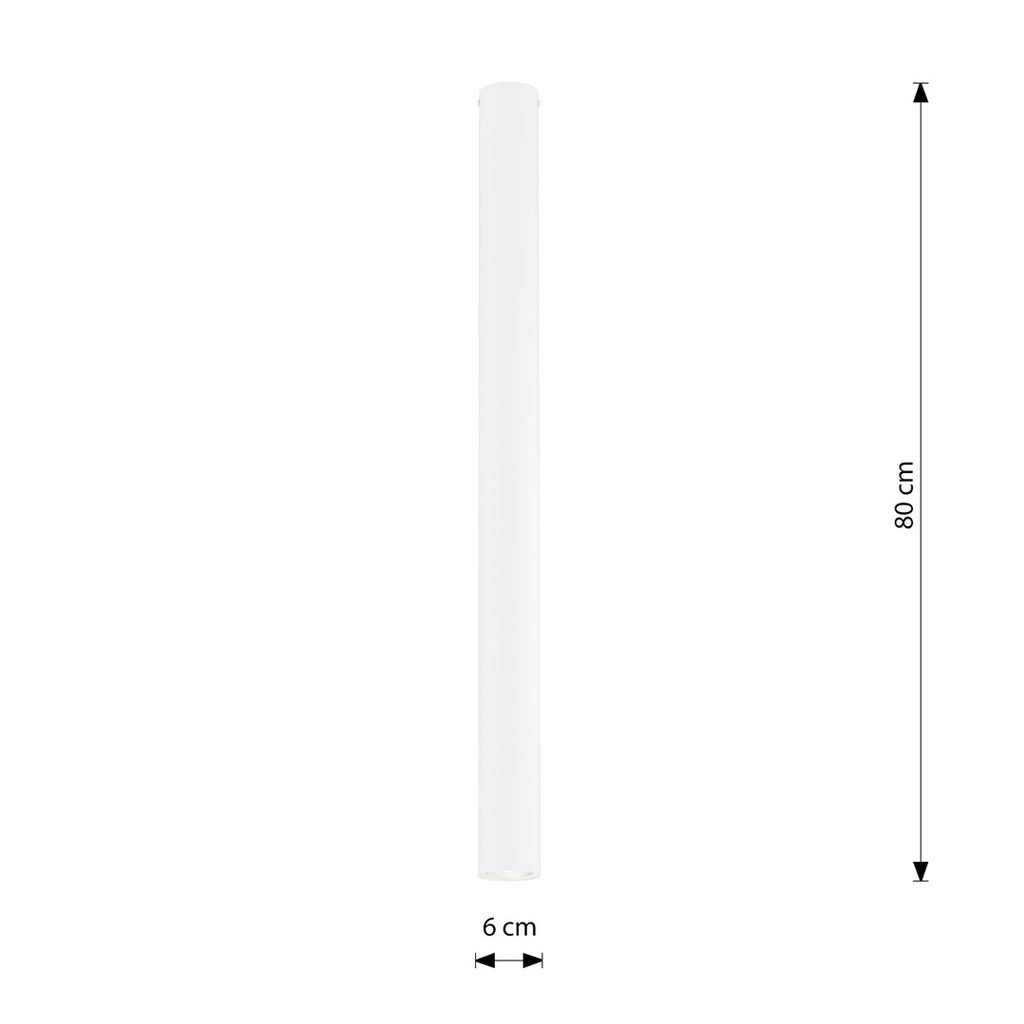 Plafondlamp gepoedercoat staal Tecno minimalistisch wit Ø 6 x 80 cm, voor woonkamer, gang en keuken