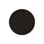 Ronde zwarte wandlamp van gepoedercoat staal met minimalistisch ontwerp, vooraanzicht op witte achtergrond