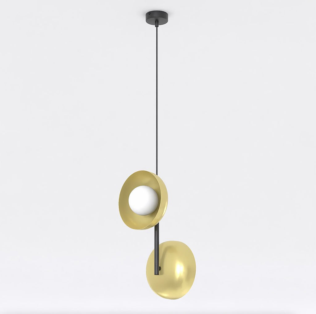 Hanglamp staal en glas minimalistisch Vanille goud met wit 23 x 23 x 120 cm, 2 fittingen G9 voor eetkamer en hal