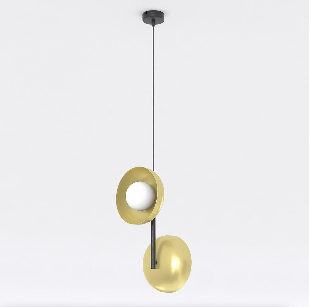 Hanglamp staal en glas minimalistisch Vanille goud met wit 23 x 23 x 120 cm, 2 fittingen G9 voor eetkamer en hal