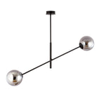 Hanglamp gepoedercoat staal en glas, modern Linear 2 zwart met grafiet glas, 2 lichtpunten, hoogte verstelbaar