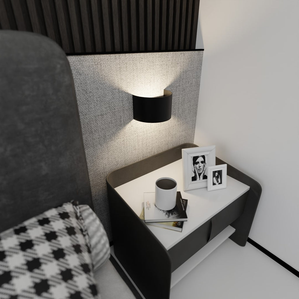 Wandlamp Fold gepoedercoat staal modern zwart 20 x 14 cm, G9 fitting voor trap, gang en entree